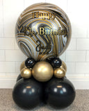 COLLECTION ONLY - 2 Tier Globe Marble Orbz, Black & Gold Message