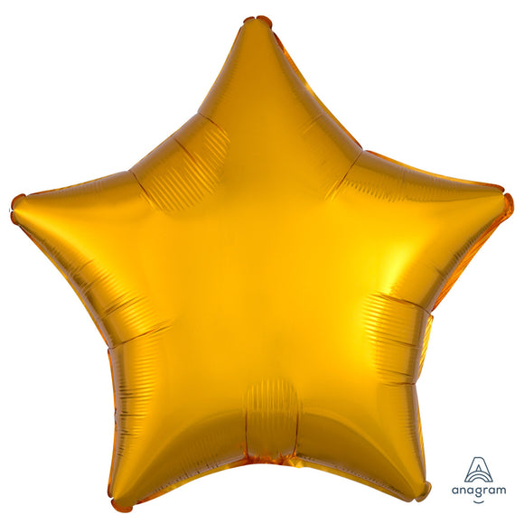COLLECTION ONLY -  1 Metallic Gold Standard Star Foil Balloon Filled with Helium & Dressed with Ribbon & Weight