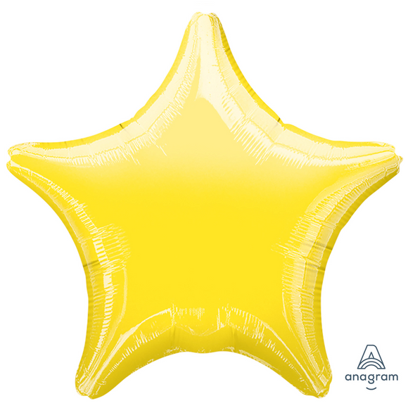 COLLECTION ONLY -  1 Metallic Yellow Standard Star Foil Balloon Filled with Helium & Dressed with Ribbon & Weight