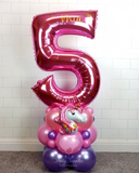 COLLECTION ONLY - UNICORN Bright Pink Single Number Tower Personalised with a Name