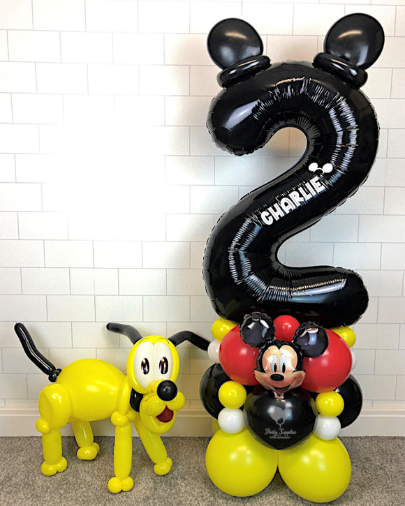 COLLECTION ONLY - Black Number Tower Personalised with a Name & Balloon Dog