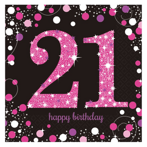 Pink Celebration 21st Birthday Paper Napkin (16/Pk)
