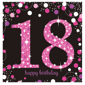 Pink Celebration 18th Birthday Paper Napkin (16/Pk)