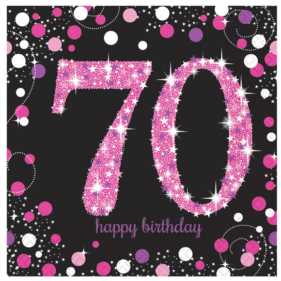 Pink Celebration 70th Birthday Paper Napkin (16/Pk)