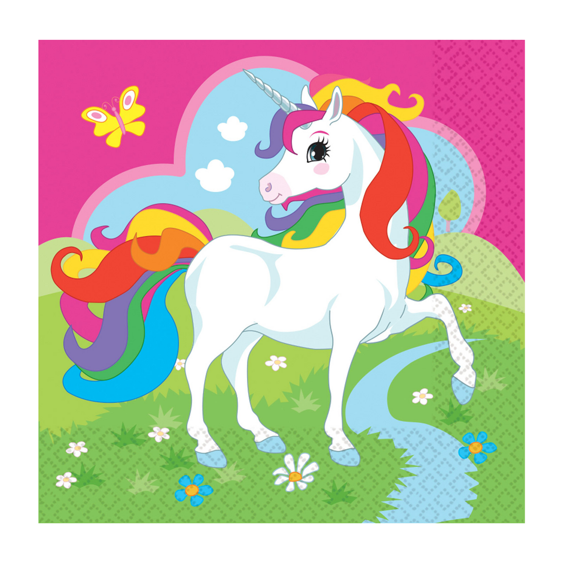 20 Rainbow Unicorn Luncheon Napkins 33cm Party Supplies Manchester