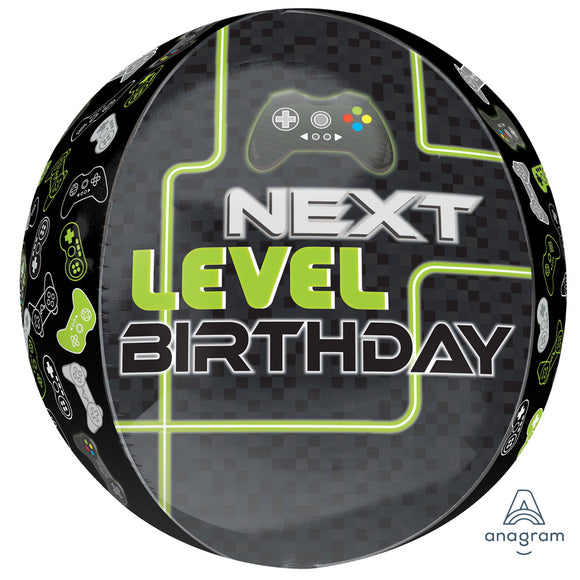 COLLECTION ONLY - 1 Next Level Birthday Game Control Orbz Balloon Filled with Helium & Dressed with a Balloon Collar, Ribbon & Weight