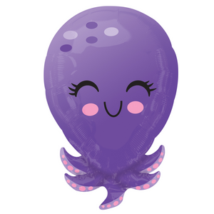 COLLECTION ONLY - 1 Octopus 21" Foil Junior Shape Filled with Helium & Dressed with Ribbon & Weight