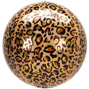 COLLECTION ONLY - 1 Leopard Print 16" Orbz Balloon Filled with Helium & Dressed with a Balloon Collar, Ribbon & Weight