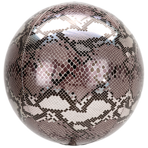 COLLECTION ONLY - 1 Snake Print 16" Orbz Balloon Filled with Helium & Dressed with a Balloon Collar, Ribbon & Weight