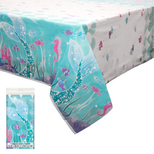 Mermaid Under The Sea Plastic Oblong Tablecloth 1.37 x 2.13 Meters