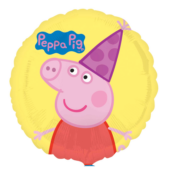 COLLECTION ONLY -  1 Peppa Pig Licensed Standard Foil Balloon Filled with Helium & Dressed with Ribbon & Weight