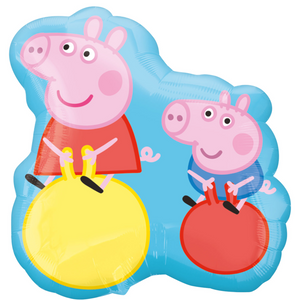 COLLECTION ONLY - Peppa Pig & George Super Shape Foil Balloon 21" Filled with Helium & Dressed with Ribbon & Weight