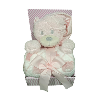 COLLECTION ONLY - Pink Teddy Bear and Baby Blanket