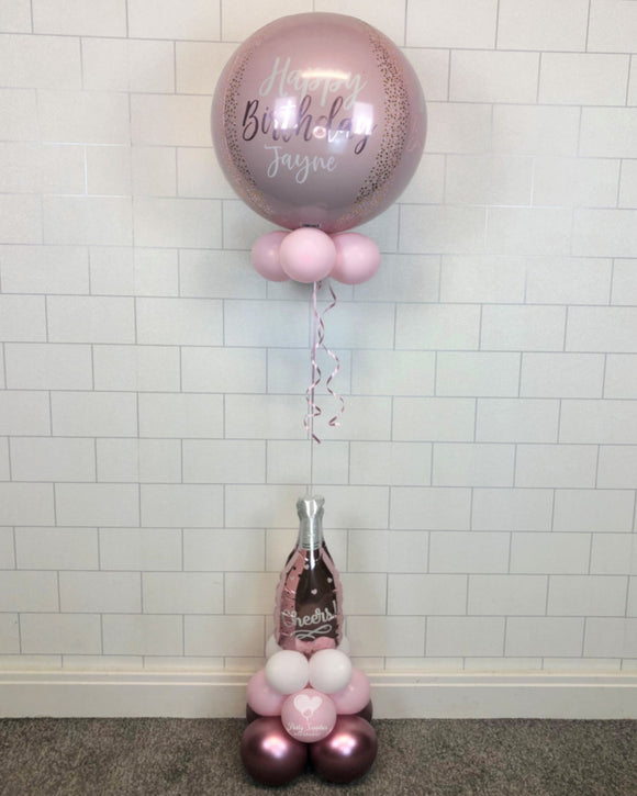 COLLECTION ONLY - CHEERS - Pink & White Table Tower - Happy Birthday Orbz Personalised with a Name