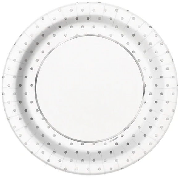 Silver Spot Paper Dinner Plates Large 21.9 cm