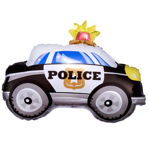 COLLECTION ONLY - 1 Police Car Foil Balloon Filled with Helium & Dressed with Ribbon & Weight