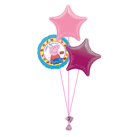 COLLECTION ONLY - Peppa Pig Happy Birthday 3 Foil Balloon Bouquet