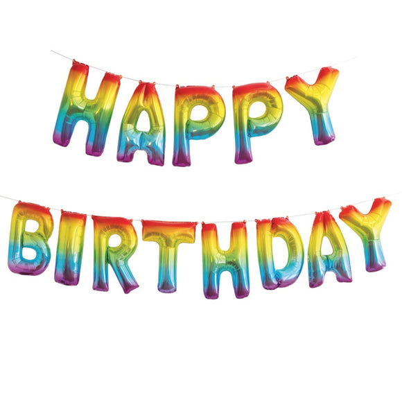 Rainbow Happy Birthday Air Fill Foil Letter Balloon Kit 14