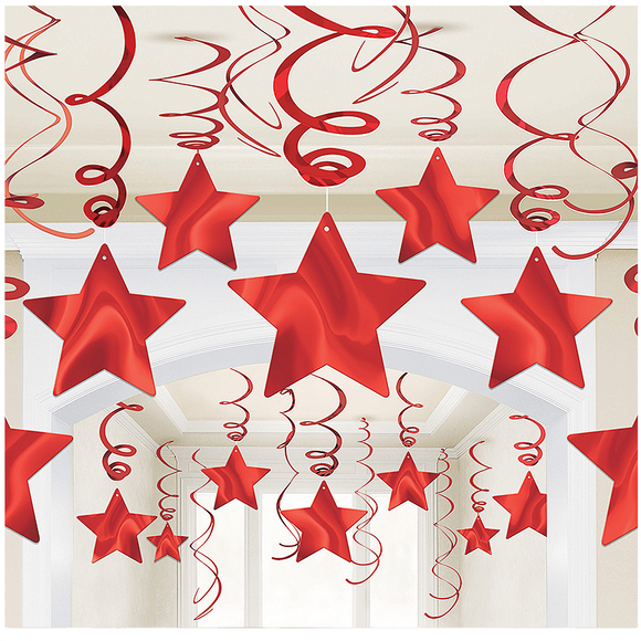Apple Red Swirls & Stars Decorations