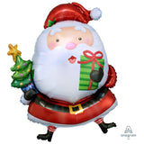 COLLECTION ONLY -  Santa 37" Super Shape Foil Balloon Filled with Helium, Personalised with a Name & Dressed with Ribbon & Weight
