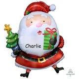 COLLECTION ONLY -  Santa 37" Super Shape Foil Balloon Filled with Helium, Personalised with a Name & Dressed with Ribbon & Weight