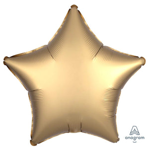 COLLECTION ONLY -  1 Satin Gold Standard Star Foil Balloon Filled with Helium & Dressed with Ribbon & Weight