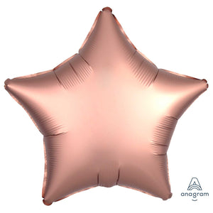 COLLECTION ONLY -  1 Satin Rose Copper StandardStar Foil Balloon Filled with Helium & Dressed with Ribbon & Weight