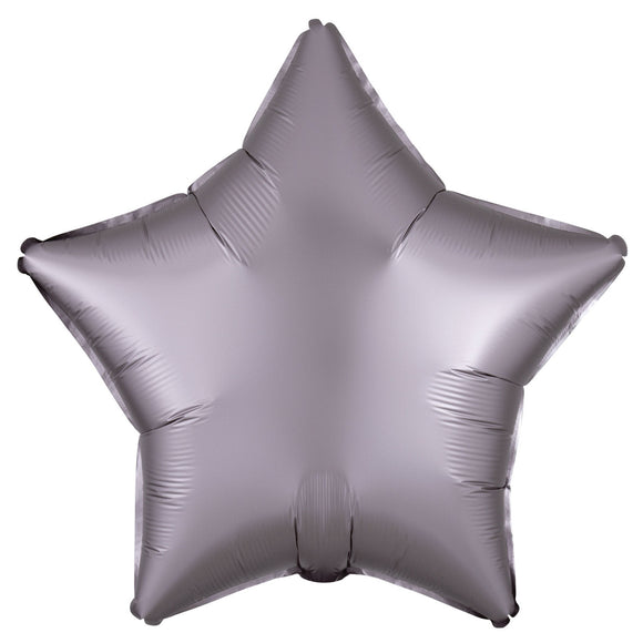 COLLECTION ONLY -  1 Satin Greige Standard Star Foil Balloon Filled with Helium & Dressed with Ribbon & Weight
