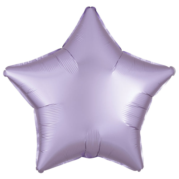 COLLECTION ONLY -  1 Satin Pastel Lilac Standard Star Foil Balloon Filled with Helium & Dressed with Ribbon & Weight