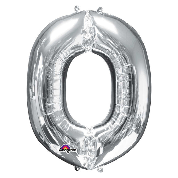 COLLECTION ONLY - Silver Letter O Filled with Helium & Dressed with Ribbon & Weight