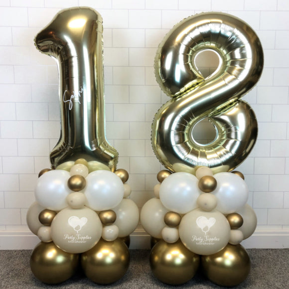 COLLECTION ONLY - Cream, White & Gold - Personalised Double Number Tower