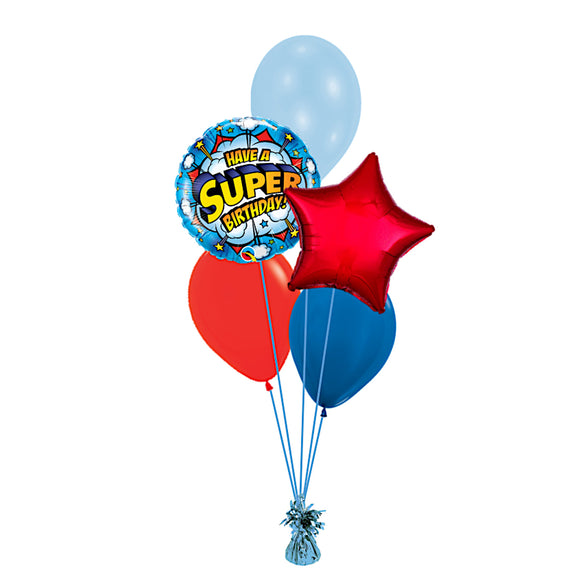COLLECTION ONLY - Super Birthday 2 Foil & 3 Latex Balloon Bouquet