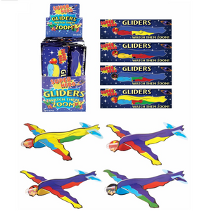 Bulk Buy Full Box of 48 Boys Superhero Gliders