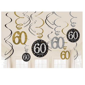 Gold Celebration 60th Birthday Swirl Decorations