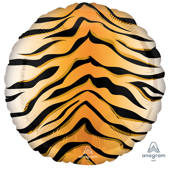 COLLECTION ONLY -  1 Tiger Print Standard Foil Balloon Filled with Helium & Dressed with Ribbon & Weight