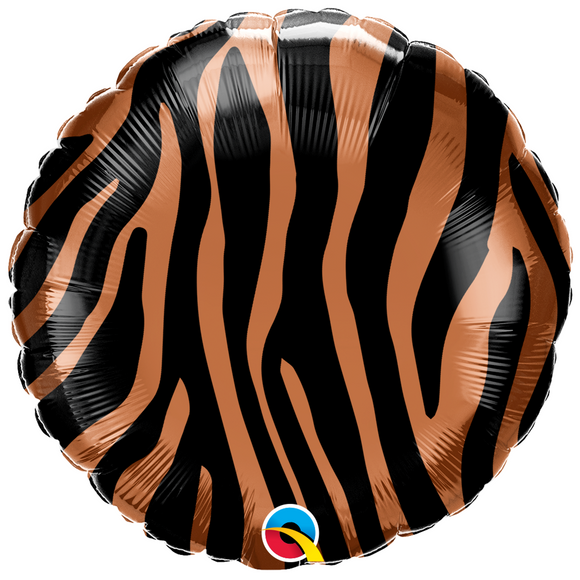 COLLECTION ONLY -  1 Tiger Print (Q) Standard Foil Balloon Filled with Helium & Dressed with Ribbon & Weight