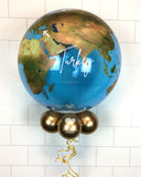 COLLECTION ONLY - Globe Print Bubble - White Message - Gold Balloon Collar