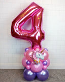 COLLECTION ONLY - UNICORN Bright Pink Single Number Tower Personalised with a Name