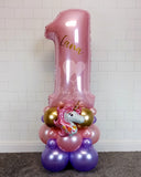 COLLECTION ONLY - UNICORN Baby Pink Single Number Tower Personalised with a Name