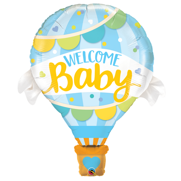 COLLECTION ONLY - Welcome Baby Hot Air Balloon Super Shape Foil Balloon 42