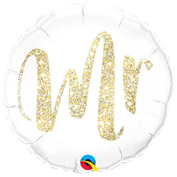 COLLECTION ONLY - 1 Mr Standard Foil Balloon Filled with Helium & Dressed with Ribbon & Weight
