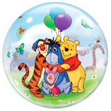 COLLECTION ONLY - 1 Disney Winnie the Pooh Bubble Balloon 22" Filled with Helium & Dressed with a Balloon Collar, Ribbon & Weight