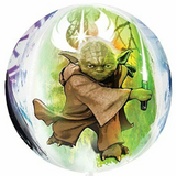 COLLECTION ONLY - 1 Star Wars Yoda Orbz Balloon Filled with Helium & Dressed with a Balloon Collar, Ribbon & Weight