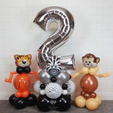 COLLECTION ONLY - ZEBRA Number Tower Personalised with a Name & 2 Balloon Buddies