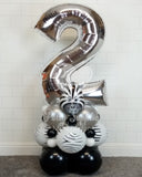 COLLECTION ONLY - ZEBRA Single Silver Number Tower Personalised with a Name