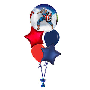 COLLECTION ONLY -  Avengers Orbz 5 Balloon Bouquet Filled with Helium & Dressed with Ribbon & Weight