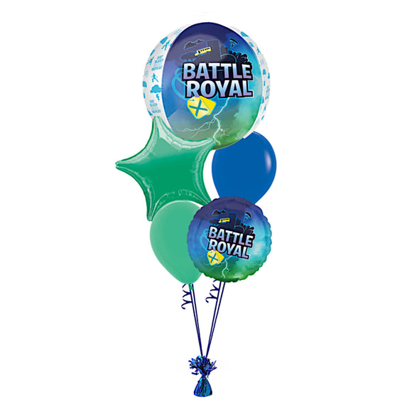 COLLECTION ONLY -  Battle Royal Orbz 5 Balloon Bouquet Filled with Helium & Dressed with Ribbon & Weight