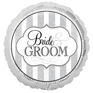 COLLECTION ONLY - 1 Bride & Groom Standard Foil Filled with Helium & Dressed with Ribbon & Weight