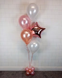 COLLECTION ONLY - Rose Gold Bouquet 4 Latex Balloons, 1 Personalised Star & Balloon Base