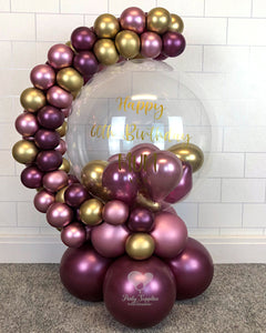 COLLECTION ONLY - Burgundy, Gold & Pink Bubble Garland - Gold Message